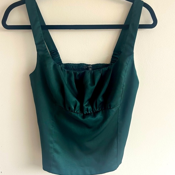 Dynamite, size S, Harlow Satin Ruched Cami in emerald green, rouched back - Picture 2 of 7